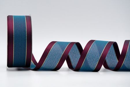 Blue and Maroon Two Tone Satin and Gold Lining Ribbon_K1773-682